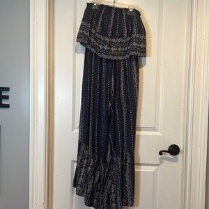 NWT Japna strapless jumpsuit wide leg with ruffled bottom Small